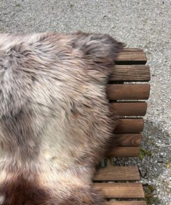 Englisches Lammfell naturbunt vanilleweiss graubraun dunkelbraun XL Unikat – Fell-shop.ch Zürich
