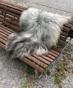 Isländisches Lammfell hellgrau anthrazit Vanille-Unterfell seidiges Haar L Unikat – Fell-shop.ch Zürich