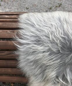 Isländisches Lammfell Dreifärber grau weiss braune Spitzen XL Unikat – Fell-shop.ch Zürich
