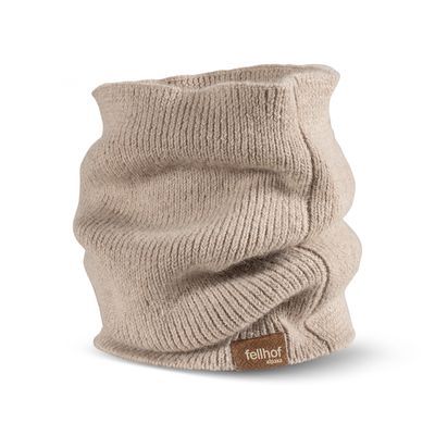 Alpaka Loopschal in feinem Rippstrick, Farbe taupe (braun) – Fell-Shop.ch Zürich