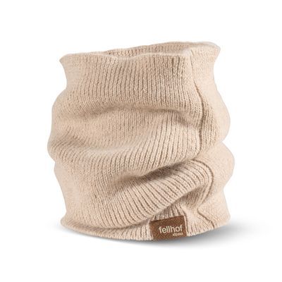 Alpaka Loopschal in feinem Rippstrick, Farbe beige – Fell-Shop.ch Zürich